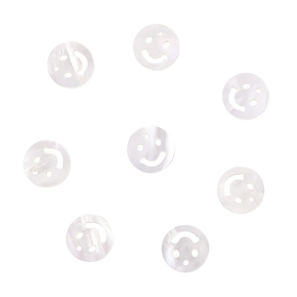 7398 10 Pcs Natural White Shell Smile Face Charm Mother of Pearl Shell Mini